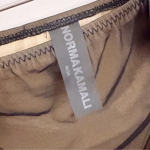 Norma Kamali Diana Ruched Mesh Maxi Skirt Black Nude - Picture 3 of 9